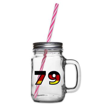 79 Number Germany Jersey - Glass jar with handle and screw cap - clear - Right