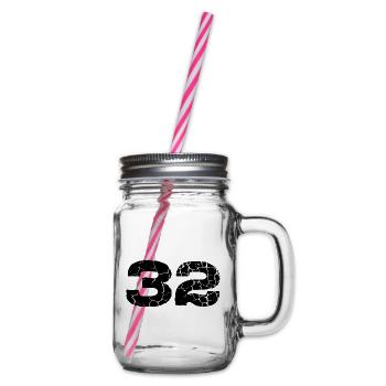 32 number jersey - Glass jar with handle and screw cap - clear - Right