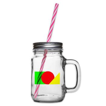 Roter Kreis trifft Grün-Gelb - Henkelglas mit Schraubdeckel - Klar - Rechts