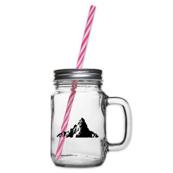 Mountain Silhouette Symbol Outdoor - Glass jar with handle and screw cap - clear - Right