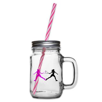 Tennis Player Silhouette - Glass jar with handle and screw cap - clear - Right