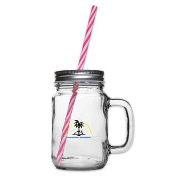 Palm trees symbol island summer - Glass jar with handle and screw cap - clear - Right