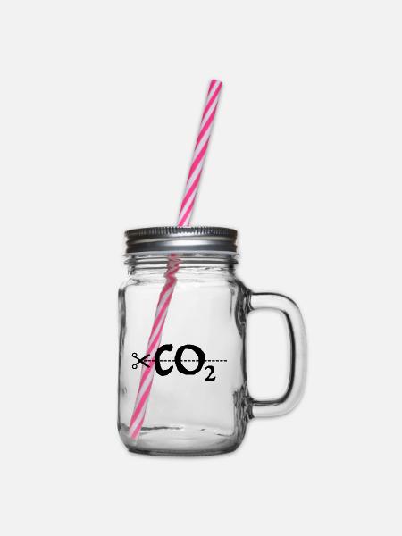 CO2 | Schere, Klimawandel, Naturschutz - Henkelglas mit Schraubdeckel - Klar