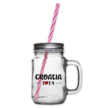 Croatia 2024 Heart Trip - Glass jar with handle and screw cap - clear - Right