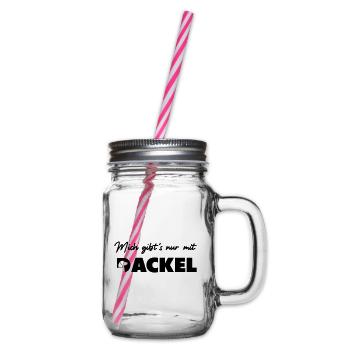 Mich gibts nur mit Dackel - Henkelglas mit Schraubdeckel - Klar - Rechts