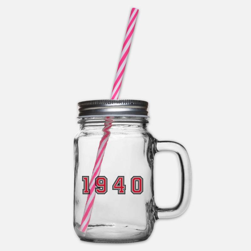 1940 year number - Glass jar with handle and screw cap - clear