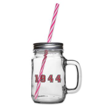 1944 Jahr Zahl - Henkelglas mit Schraubdeckel - Klar - Rechts