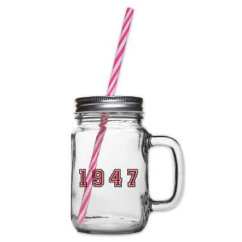 1947 year number - Glass jar with handle and screw cap - clear - Right