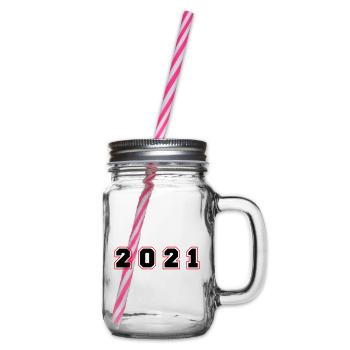 2021 Jahr Zahl - Henkelglas mit Schraubdeckel - Klar - Rechts
