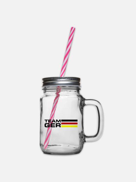 Team Germany - Henkelglas mit Schraubdeckel - Klar