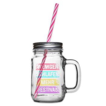 Festival Schlafen Feiern Party Sommer Geschenk - Henkelglas mit Schraubdeckel - Klar - Rechts