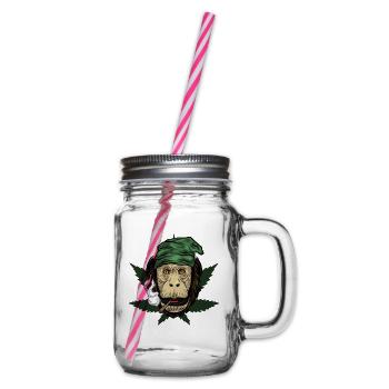 Kiffender Monkey With Joint - Glass jar with handle and screw cap - clear - Right