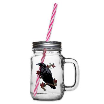 Corbeau corbeau oiseau noir oiseau de proie automne motif - Bocal à boisson - transparent - Droite