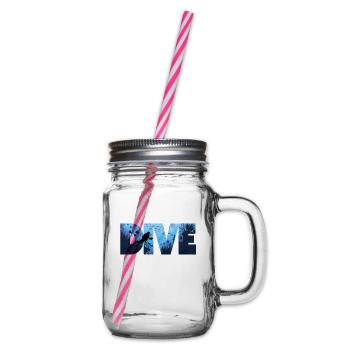 Diving in the deep ocean, diver gift - Glass jar with handle and screw cap - clear - Right