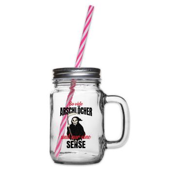 So Viele Arschlöcher Und Nur Eine Sense! Geschenk - Henkelglas mit Schraubdeckel - Klar - Rechts