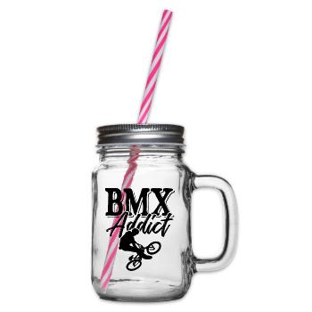 bmx süchtig fahrrad - Henkelglas mit Schraubdeckel - Klar - Rechts