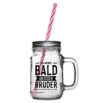 Ich werde grosser Bruder - Henkelglas mit Schraubdeckel - Klar - Rechts
