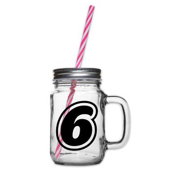 6 Zahl symbol - Henkelglas mit Schraubdeckel - Klar - Rechts