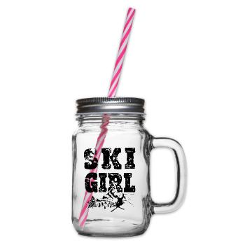 Ski Girl - Glass jar with handle and screw cap - clear - Right