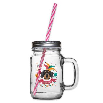 Rauhaardackel Karneval Fasching - Henkelglas mit Schraubdeckel - Klar - Rechts