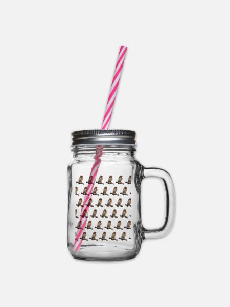 Rotkehlchen Vogelfreund Geschenk - Henkelglas mit Schraubdeckel - Klar
