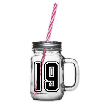 19 number symbol - Glass jar with handle and screw cap - clear - Right
