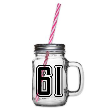 61 Number Symbol - Glass jar with handle and screw cap - clear - Right