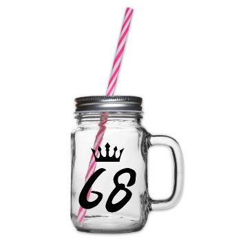 68 Number crown - Glass jar with handle and screw cap - clear - Right