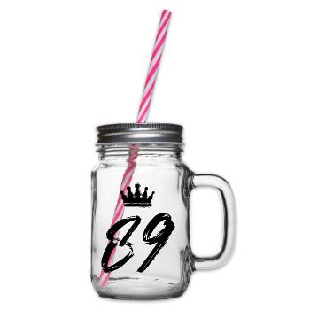 89 Number crown - Glass jar with handle and screw cap - clear - Right