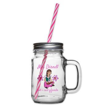 Damen Dirndl Ersatz Trachten Ersatz Bluse Kirmes - Henkelglas mit Schraubdeckel - Klar - Rechts