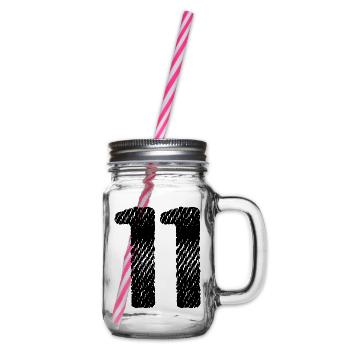 11 number jersey - Glass jar with handle and screw cap - clear - Right