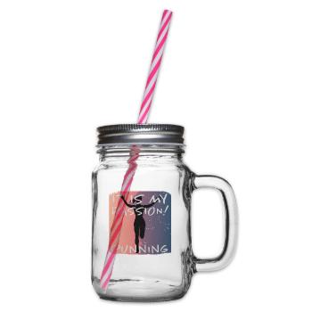 Grunge Marathon, Trail Running - Glass jar with handle and screw cap - clear - Right