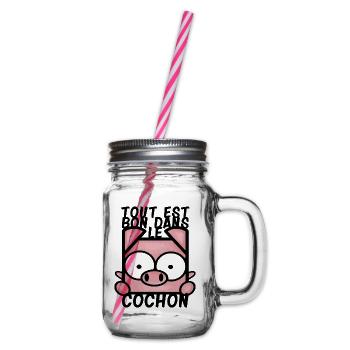 Tout est bon dans le cochon - Bocal à boisson - transparent - Droite