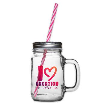 I love holidays - Glass jar with handle and screw cap - clear - Right