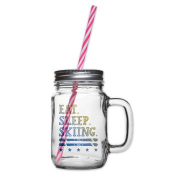 Eat Sleep Skiing - Glass jar with handle and screw cap - clear - Right