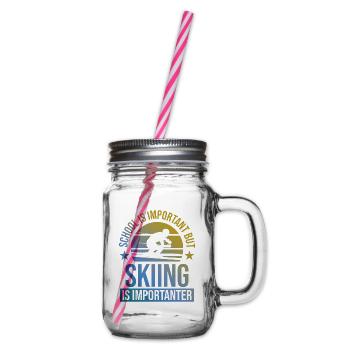 schule wichtig ski wichtiger - Henkelglas mit Schraubdeckel - Klar - Rechts