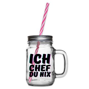 Ich Chef du Nix Spruch Big Boss - Henkelglas mit Schraubdeckel - Klar - Rechts