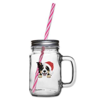 Border Collie Joyeux Noël - Bocal à boisson - transparent - Droite