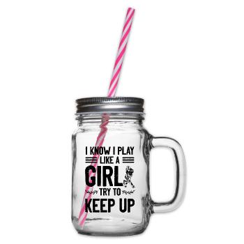 fieldhockey girl - Henkelglas mit Schraubdeckel - Klar - Rechts