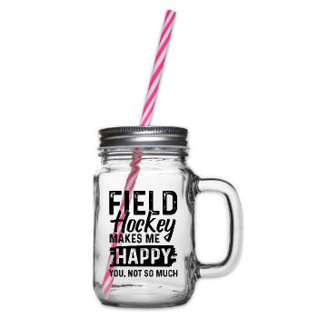 Field Hockey Sports - Glass jar with handle and screw cap - clear - Right