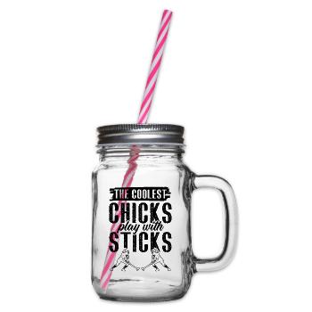Field hockey chicks - Glass jar with handle and screw cap - clear - Right