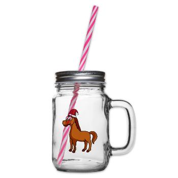 Pferd Weihnachten Comic - Henkelglas mit Schraubdeckel - Klar - Rechts