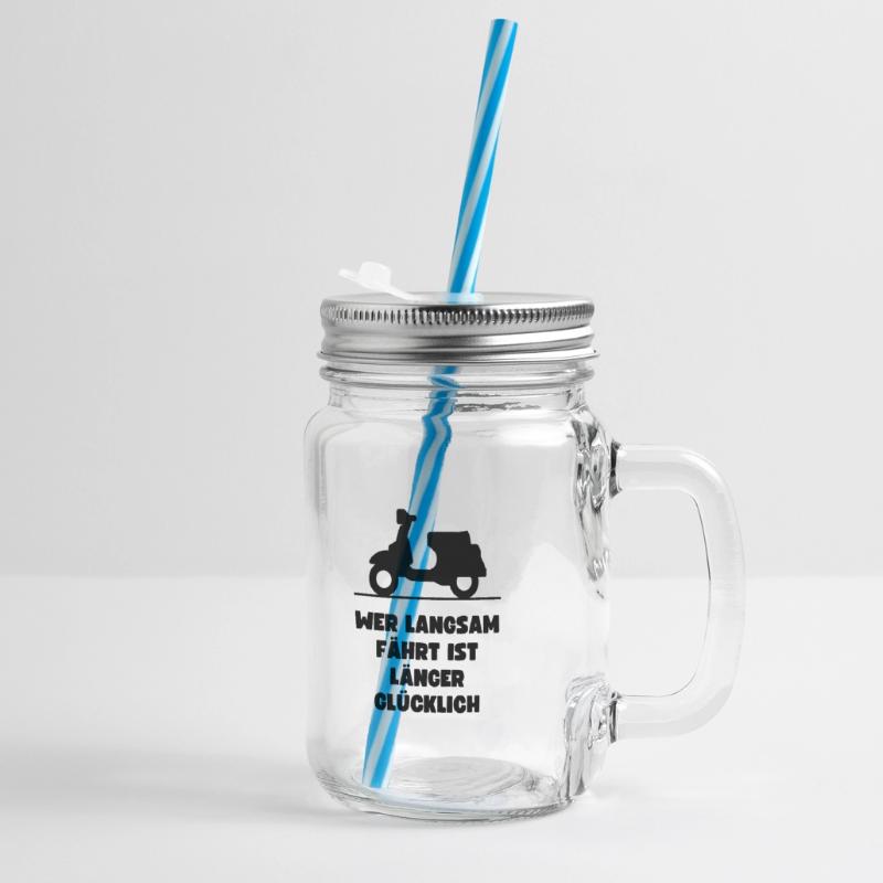 Passionierter Rollerfahrer oder Mofafahrer Henkelglas mit Schraubdeckel