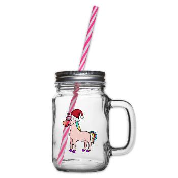 Unicorn Comic Christmas - Glass jar with handle and screw cap - clear - Right