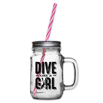 Diver Girl - Glass jar with handle and screw cap - clear - Right