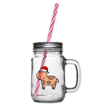 Kuh Comic Weihnachten Xmas - Henkelglas mit Schraubdeckel - Klar - Rechts