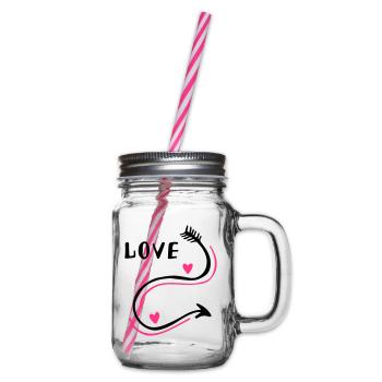 Love Arrow Hearts Love doux en amour motif - Bocal à boisson - transparent - Droite