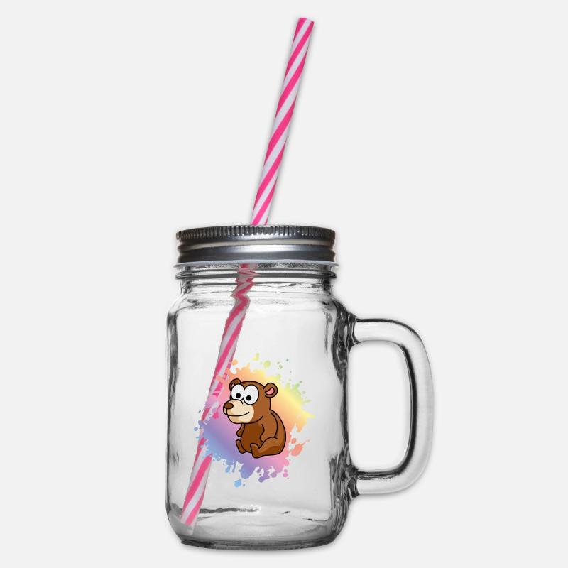 Bär Comic - Henkelglas mit Schraubdeckel - Klar