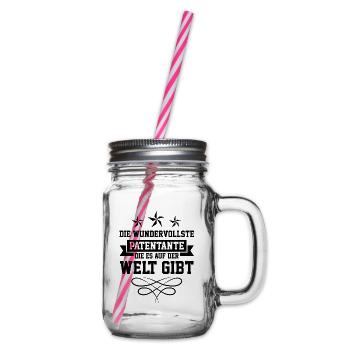 Beste Patentante der Welt - Henkelglas mit Schraubdeckel - Klar - Rechts