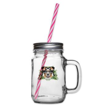 Tropical Australian Shepherd - Glass jar with handle and screw cap - clear - Right